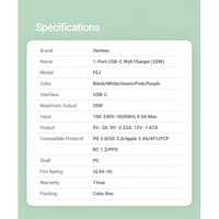 Сетевое зарядное устройство Vention на 1 порт USB С 20W Зелёный, шт. - фото 3