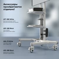 Мобильная стойка ONKRON на 1 ТВ/ 50-86" от 300х100 до 800х500, макс нагр 105,9кг, 2 полки, высота 1350-1650мм,, белая - фото 19