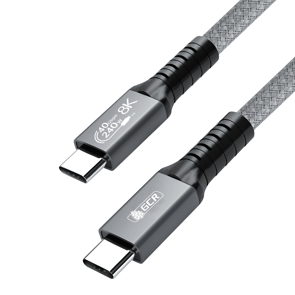 GCR Кабель USB4 Type-C, 0.5m, серый, 40Gbps, 240W, 8K60Hz, GCR-57109