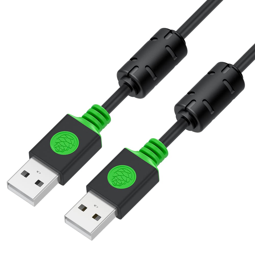GCR PRO Кабель PROF 1.0m USB 2.0, AM/AM, черный, ферритовые кольца, 28/24 AWG, медь, экран, армированный, морозостойкий