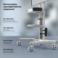 Мобильная стойка ONKRON на 1 ТВ/ 50-86" от 300х100 до 800х500, макс нагр 105,9кг, 2 полки, высота 1350-1650мм,, белая - фото 20
