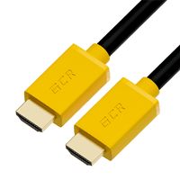 GCR Кабель 15.0m HDMI 2.0, Ultra HD, 4K 60Hz / 5K*30Hz, HDR 4:2:0, 3D, AUDIO, 18.0 Гбит/с, черный, желтые коннекторы, медь, 3X экран с армированием - фото 1