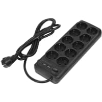 Сетевой фильтр-удлинитель/ PowerCom SP-10 USB2A1CB 1.8M, 10 розеток, черный, 16А, 4кВт, 204Дж, защитные шторки, защита от КЗ, перегрузки и импульсных помех, один порт USB-C(PD20W) и два USB-A(QC3.0) суммарной мощностью 15Вт, кабель 3x1 мм2, ШхГхВ 268х105х43 мм, вес 0.65 кг. - фото 8