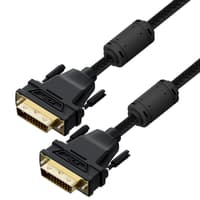GCR PRO Кабель PROF 10.0m DVI-D, в оплетке нейлон, DVI/DVI, 25M/25M, GOLD, медь, черный, ферритовые кольца, 3Х экран с армированием - фото 1