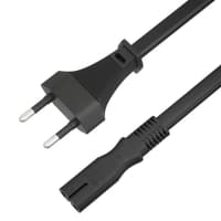 GCR Кабель питания 1.0m, CEE 7/16 / IEC C7, черный, 2*0,5mm, GCR-54292 - фото 1