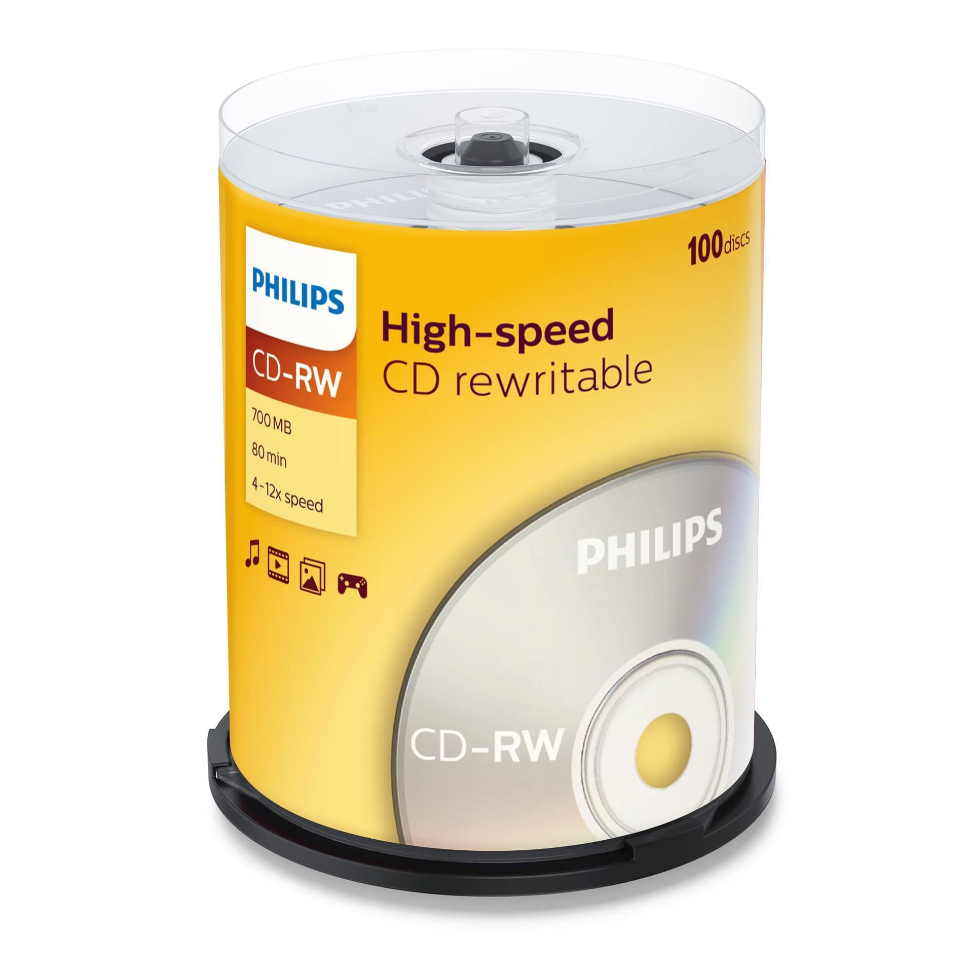 Диск CD-RW Philips 700 Mb, 12х, Cake Box