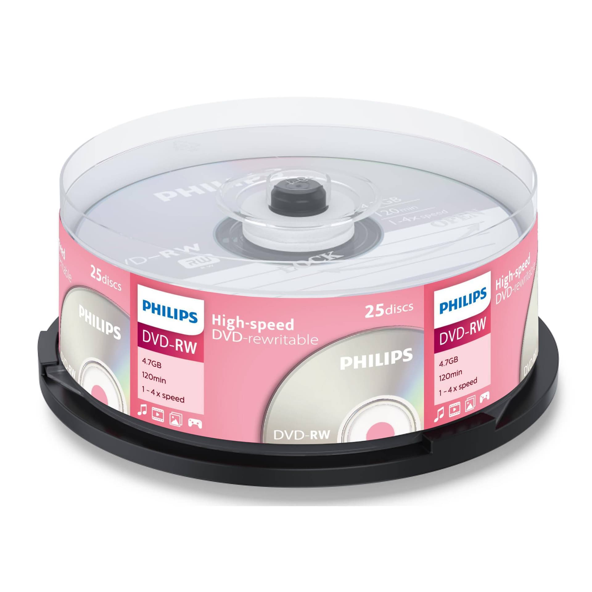 Диск DVD-RW Philips 4.7Gb 4x Cake Box (25шт) (DN4S4B25F/00)