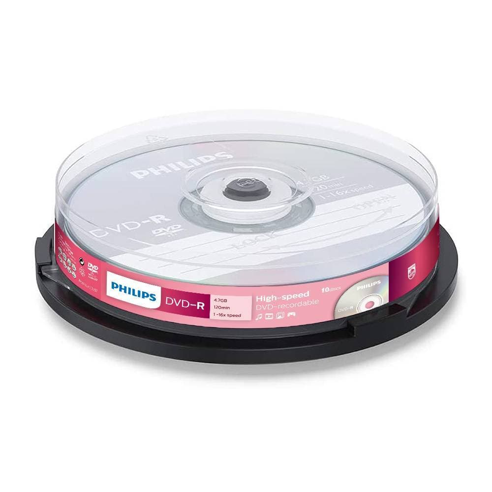 Диск DVD-R Philips 4.7Gb 16x Cake Box (10шт)