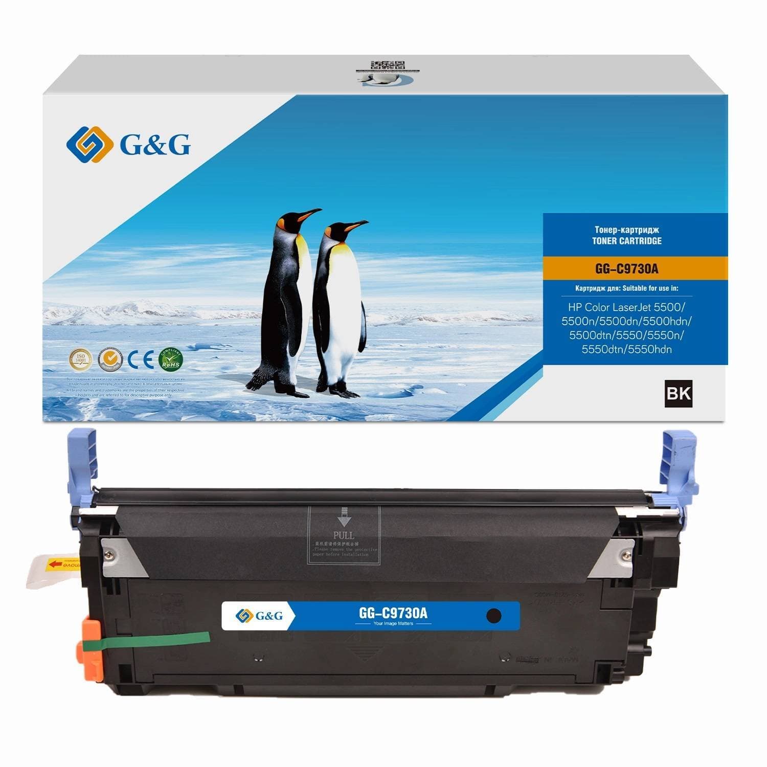 Картридж G&G, аналог HP C9730A черный 13k с чипом