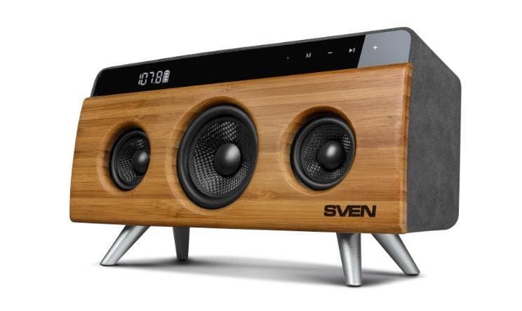 SVEN HA-930, бамбук (30 Вт, Bluetooth, FM, USB, LED-дисплей, 2200мА*ч)  2