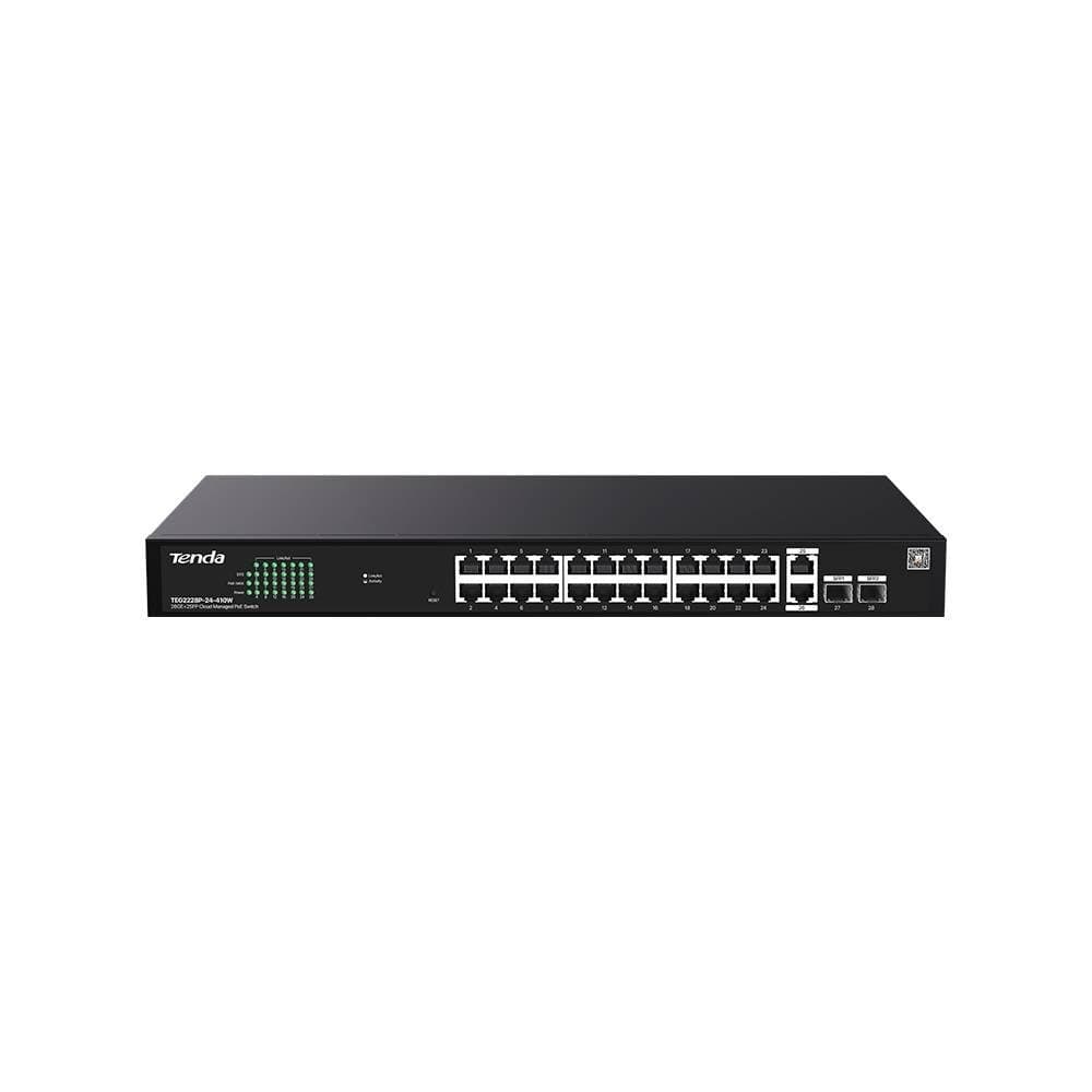 Tenda TEG2228P-24-410W Коммутатор с облачным управлением PoE, 26x1 Гбит/с, PoE 24х30 Вт (до 370Вт), SFP 2x1 Гбит/с