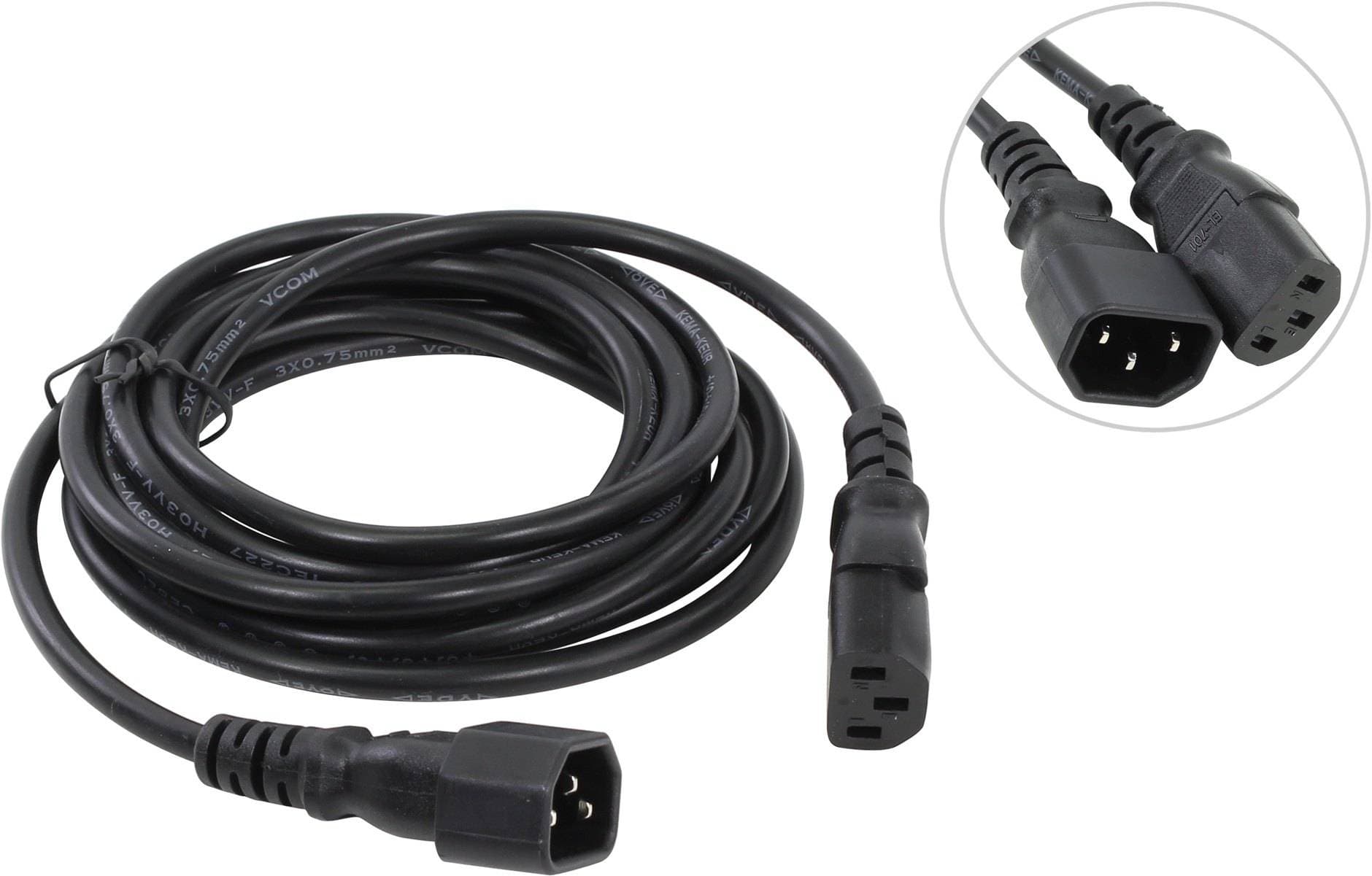 Кабель монитор - компьютер 220V (UPS -> устройство) VCOM <VDE> 3G*0.75mm (CE001-CU) 3м