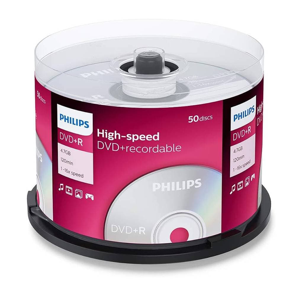Диск DVD+R Philips 4.7 Gb, 16x, Bulk 50