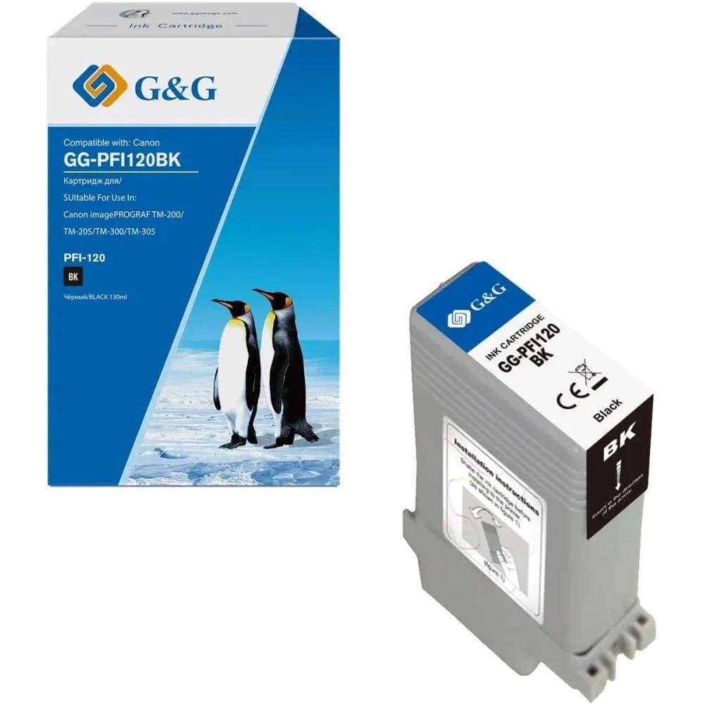 G&G GG-PFI120BK Картридж струйный черный пигментный 130мл для Canon imagePROGRAF