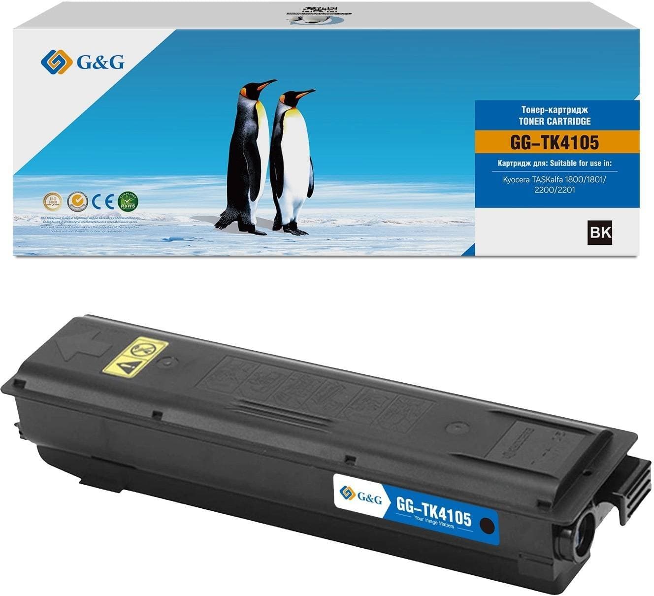 Тонер-картридж G&G, аналог Kyocera TK-4105 черный 15k с чипом