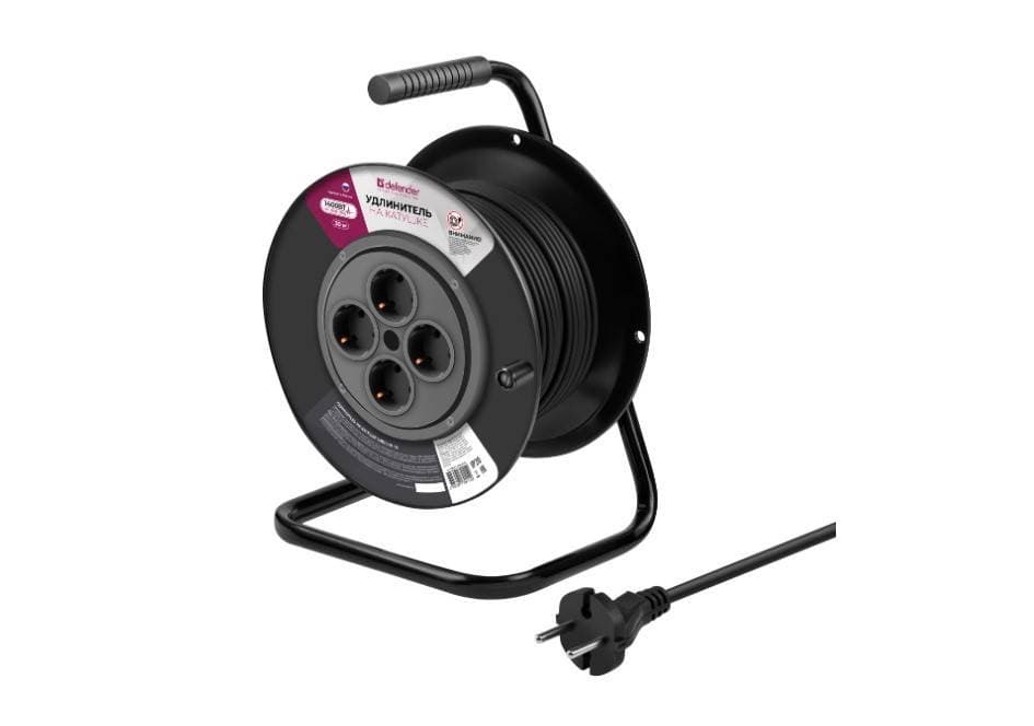 Defender Удлинитель силовой на катушке ExtR2G-01-50 6А, 50м, без заземления