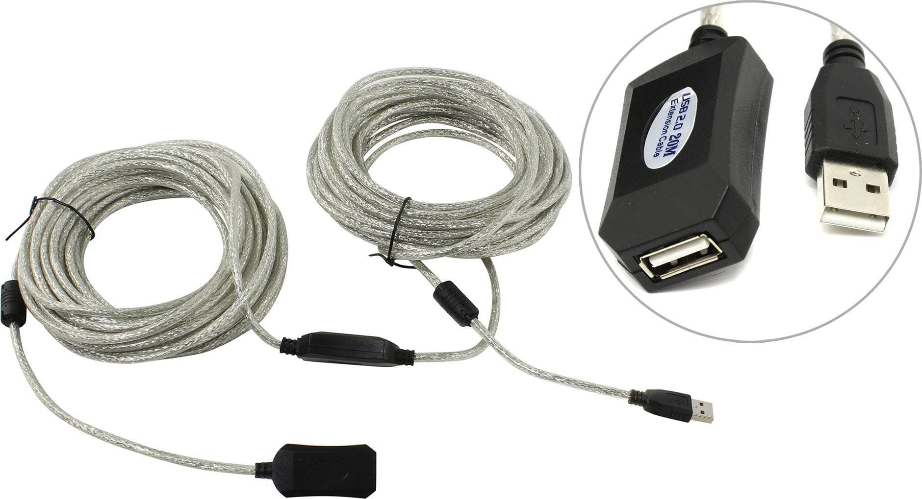 Кабель-адаптер USB2.0-repeater, удлинительный активный <Am-->Af> 20м Aopen