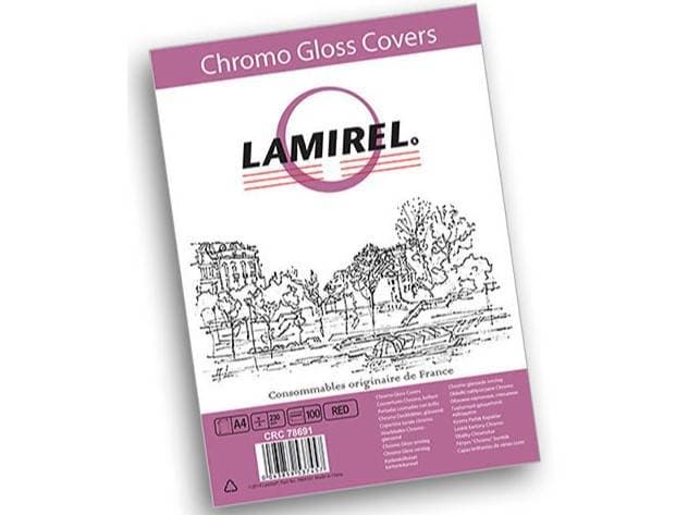 Lamirel Обложки Chromolux A4, картонные, глянцевые, цвет: красный, 230г/м², 100шт