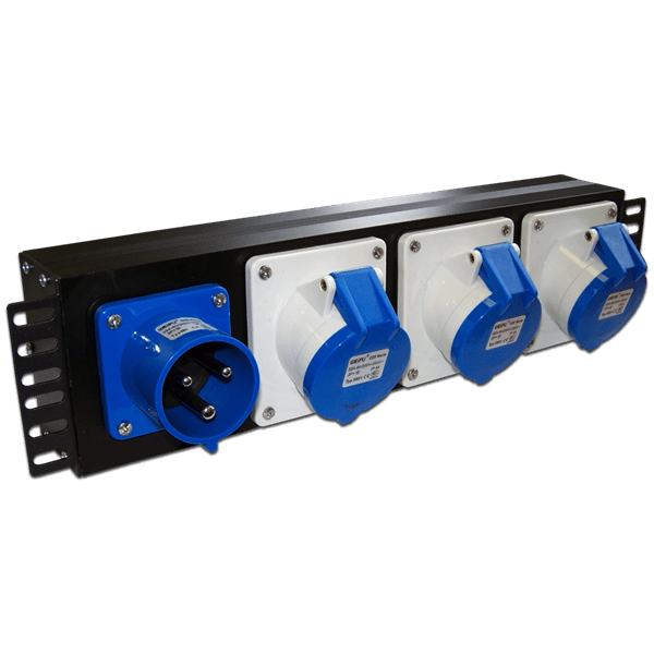 Блок розеток Блок розеток 19", 1-фазный без выключателя, 32A / 250V,1х3 IEC309, без шнура питания, с вилкой IEC309