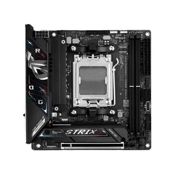 ASUS ROG STRIX B850-I GAMING WIFI (Socket AM5, mITX, 2xDDR5(128GB), HDMI/USB 10Gbps, 1xPCIe 5.0x16/1xLAN (2.5GbE), Wi-Fi 7, 2xSATA 6Gb/s, 2xM.2, 2xType-C, 4xUSB 3.2, 2xUSB 2.0)
