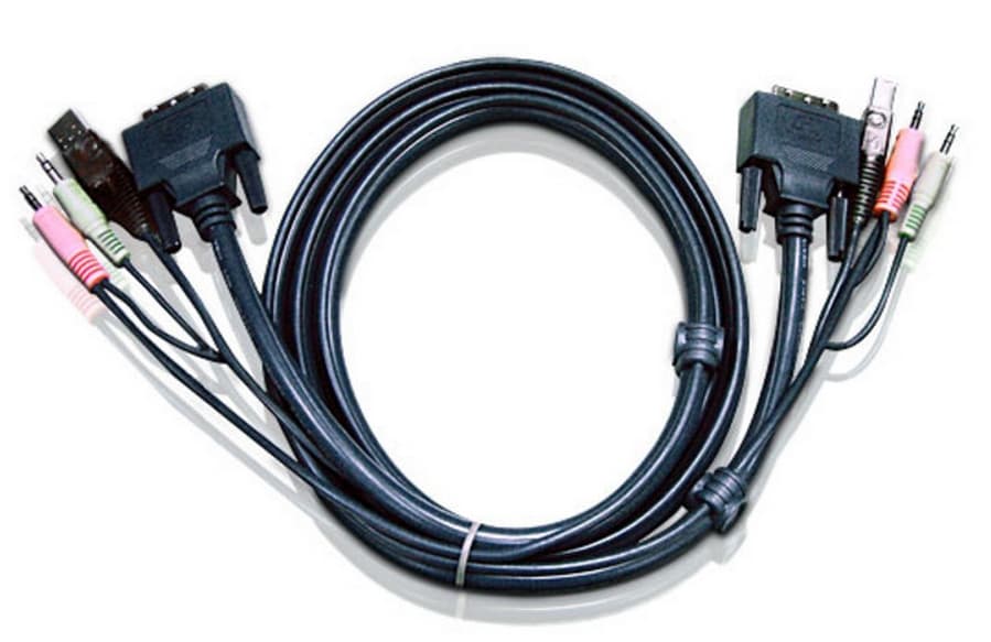 Кабель ATEN KVM USB(тип А Male)+DVI-D(Male)+2хАудио(Male) (-) USB(тип B Male)+DVI-D(Male)+2хАудио(Male) 1,8м., черный. CABLE DVI/USBA/SP.MC-DVI/USB B 1.8M