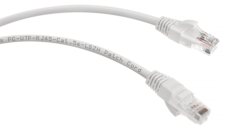 Патч-корд Cabeus PC-UTP-RJ45-Cat.5e-1m-WH-LSZH Патч-корд U/UTP, категория 5е, 2xRJ45/8p8c, неэкранированный, белый, LSZH, 1м