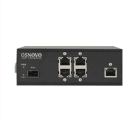 Промышленный PoE коммутатор Fast Ethernet OSNOVO SW-40501/IC Промышленный PoE коммутатор Fast Ethernet на 6 портов. Порты: 4 x FE (10/100Base-T) с PoE (до 30W) + 1 x FE (10/100Base-T) + 1 x FE SFP (100Base-X). Вход для резервного питания. Вст - фото 1
