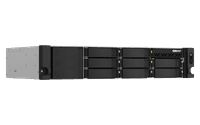 Система хранения данных QNAP SMB 2U/8bay QC 2,2GhzCPU/4Gb(upto64Gb)/upto 20HDD with TL-R1200S-RP/SATA(3,5'' 2,5")/ 4xUSB3.2/2xExp.slot/2x2,5Gb/iSCSI/2xPS/no rail(RAIL-B02)/3YW TS-873AeU-RP (существенное повреждение коробки) - фото 2