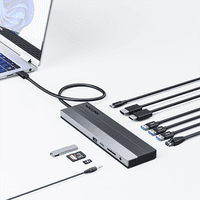 док-станция Docking Station WAVLINK USB-C Triple Display /85W PowerDelivery/2xUSB3.0/2xUSB2.0/1xUSB C/1xDP/2xHDMI/1xGigabit LAN/1xAudio In/Out/1xSD/Micro SD CardReader - фото 4