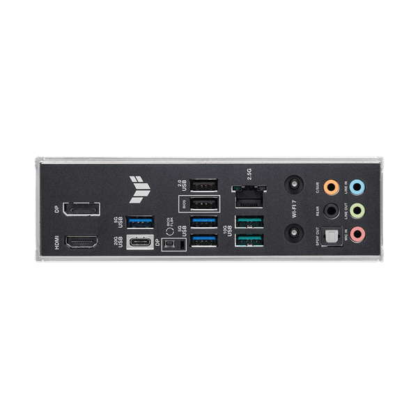 ASUS TUF GAMING B860-PLUS WIFI  (Socket LGA1851,mATX, 4xDDR5(256GB), DP/HDMI/USB4, 1xPCIe 5.0x16/1xPCIe 4.0x4, 1xLAN(2.5GbE), Wi-Fi, BT, 4xSATA 6Gb/s, 3xM.2, 1xType-C, 6xUSB 3.2, 1xUSB 2.0)