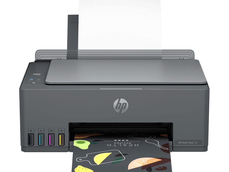Многофункциональное печатающее устройство HP Smart Tank 581 All-in-One  (p/c/s, A4, 4800x1200dpi, CISS, 12(5)ppm,  1tray 100, USB2.0/Wi-Fi, cartr. 6,000 pages black & 6,000 pages color in box)