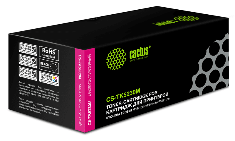 Картридж лазерный Cactus CS-TK5230M TK-5230M пурпурный (2200стр.) для Kyocera Ecosys M5521cdn/M5521cdw/P5021cdn/P5021cdw с чипом