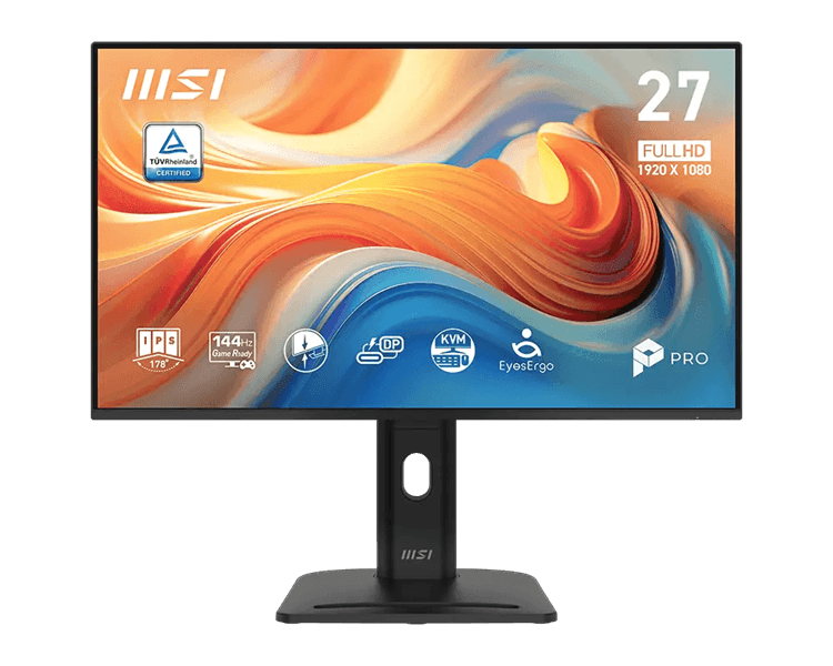 Монитор MSI PRO MP275PHG E14 27" 16:9 FHD(1920x1080), IPS Flat, 4ms(GTG), 1500:1, 100M:1, 250nits, 178/178, HDMI, DP, 4xUSB Type-A, 1xUSB Type-C, Speaker, Tilt, Swivel, Height, Pivot, 144HZ, Black, 1y war-ty