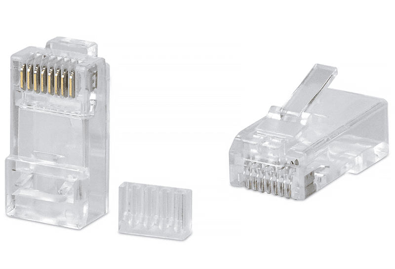 Коннектор Cabeus 8P8C-C6-TWP Коннектор RJ-45 под витую пару, категория 6, универсальный (для одножильного и многожильного кабеля), для проводников с толщиной по изоляции до 1,05 мм, со вставкой