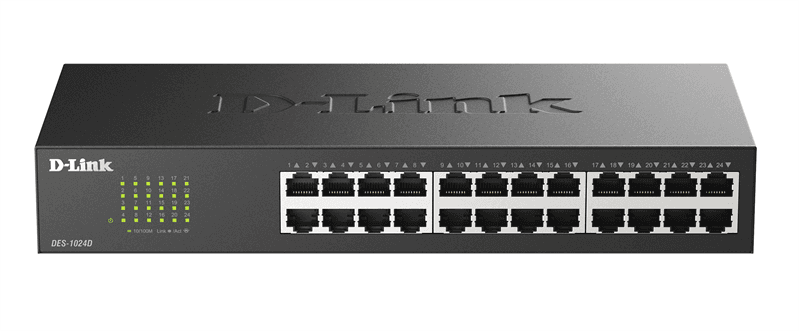 Коммутатор D-Link Неуправляемый коммутатор, 24x100Base-TX, корпус металл