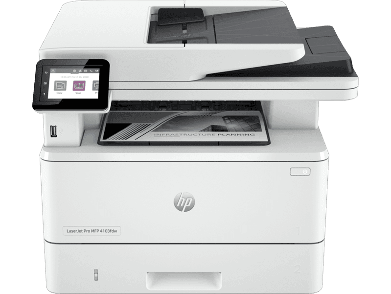 Лазерное многофункциональное устройство HP LaserJet Pro MFP 4103fdw (p/c/s/f , A4, 40 ppm, 512Mb, Duplex, 2 trays 100+250,DADF 50, USB 2.0/GigEth/2.4-5GHZ Wi-Fi radio+BLE, W1510A in box, repl.W1A30A) (существенное повреждение коробки)