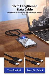Внешний корпус для диска HDD/SSD Netac WH11 2.5 SATA to USB3.0 External HDD/SSD Case, Slide Transparent Cover, with USB3.0 C to C cable (незначительное повреждение коробки) - фото 1