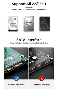 Внешний корпус для диска HDD/SSD Netac WH11 2.5 SATA to USB3.0 External HDD/SSD Case, Slide Transparent Cover, with USB3.0 C to C cable (незначительное повреждение коробки) - фото 5