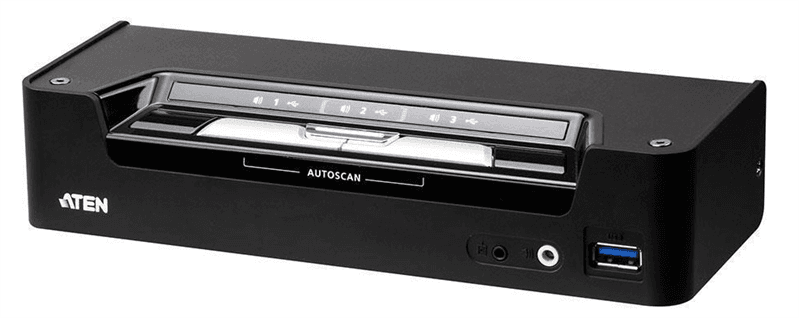 КВМ перевключатель ATEN 3-Port USB-C DisplayPort KVMP Switch with PD +PSU