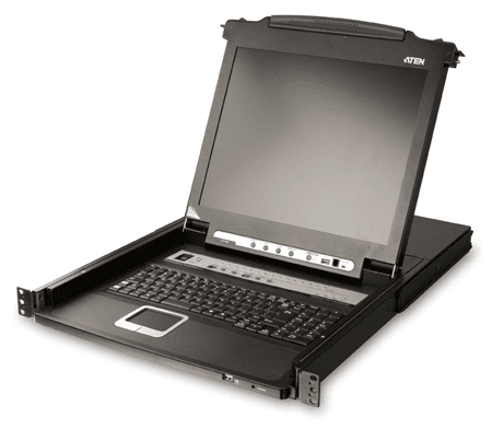КВМ консоль ATEN 17" 8-Port PS/2-USB VGA Single Rail LCD KVM Switch (пеотертости, отсутствует внутрений упаковачный материал)