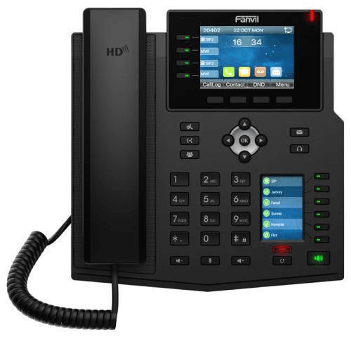 SIP-Телефон Fanvil X5U, 16 SIP-акк., 3,5", 480x320 Цвет. экран, POE, БП в комп., 2x1 Gbps, BT 4.2, Чёрный