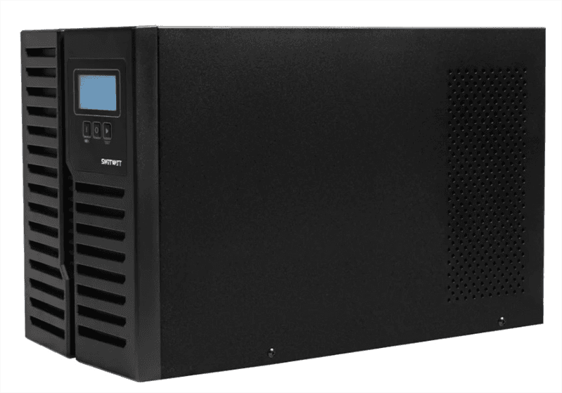 Источник бесперебойного питания SMARTWATT ИБП онлайн, чистый синус, мощность 3000/2700 ВА/Вт, напольный, LCD дисплей, порт USB, RS232, EPO, SNMP слот, IEC13 - 8 шт., встроенные АКБ 6*9 Ач (3703020430002)