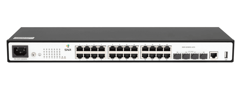 Коммутатор SNR Управляемый коммутатор уровня 2, 24 порта 10/100/1000Base-T, 4 порта 1/10G SFP+