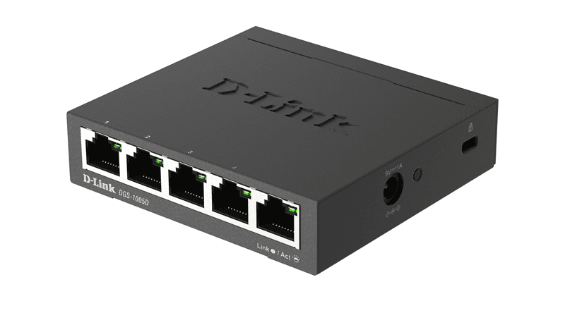 Коммутатор неуправляемый D-Link DGS-1005D/R1A с 5 портами 10/100/1000Base-T