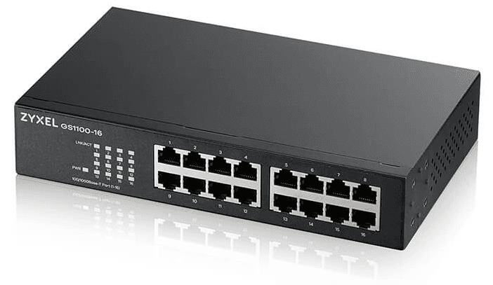 Коммутатор/ ZYXEL GS1100-16 Switch, 16xGE, rack 19 ", silent