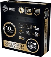 Кабель аудио-видео Cactus CS-HDMI-AOC-2.1-10 HDMI (m)/HDMI (m) 10м. позолоч.конт. черный - фото 5
