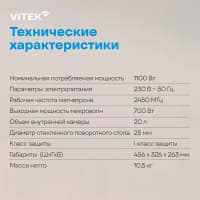 Микроволновая Печь Vitek VT-MW0620 20л. 700Вт черный/серебристый - фото 15