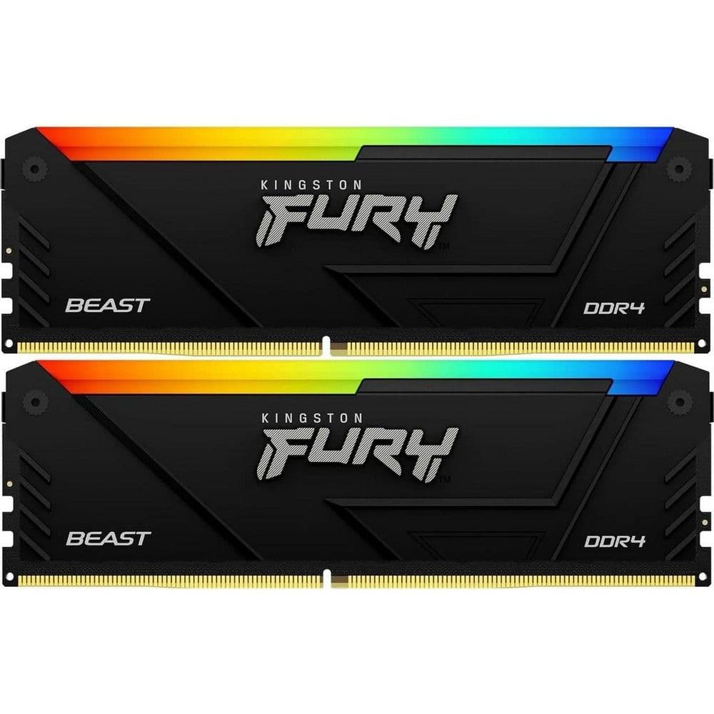 Модуль памяти Kingston 16GB DDR4 3200MHz DIMM FURY Beast Black RGB XMP kit 2x8Gb, CL16, 1.35V 288-pin Non-ECC