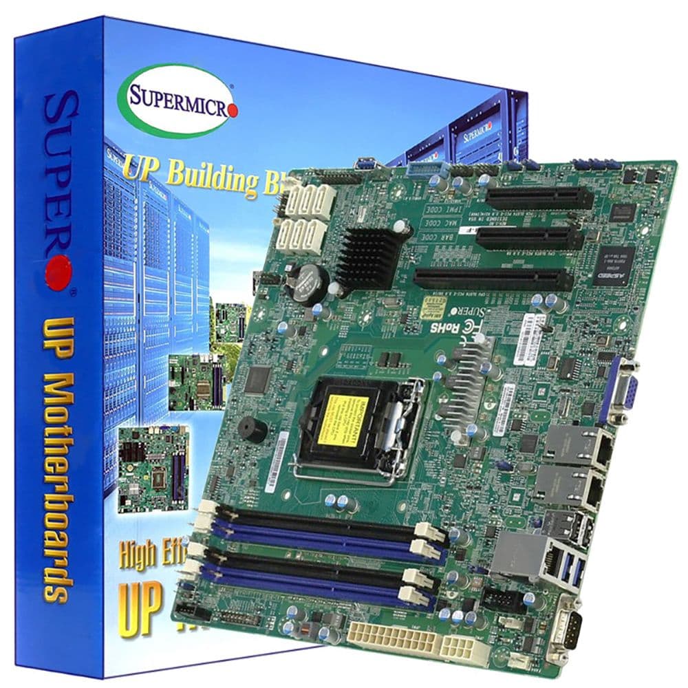 Материнская плата SuperMicro MBD-X10SLH-F-O, RTL {10} mATX, LGA1150, IntelC226, 4xDDR3, 2xPCI-Ex4, 1xPCI-Ex8, 6xSATA3, 2xGbE, IPMI, VGA