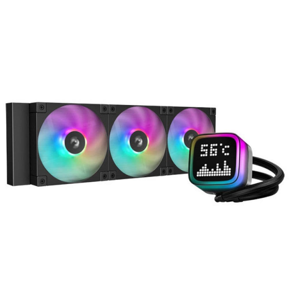 R-LP360-BKMSNC-G-1 - Кулер с водяным охлаждением, Deepcool, LP360 R-LP360-BKMSNC-G-1, Intel 1851/1700/1200/115х и AMD AM5/AM4/, TDP 300W, 3*120мм FD12 ARGB, 600-2400 RPM±10%, 72,04CFM, 38,71 dB(A), Чёрный